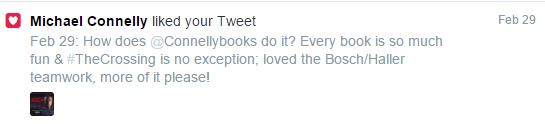 Michael Connelly Likes Ric Munoz Tweet